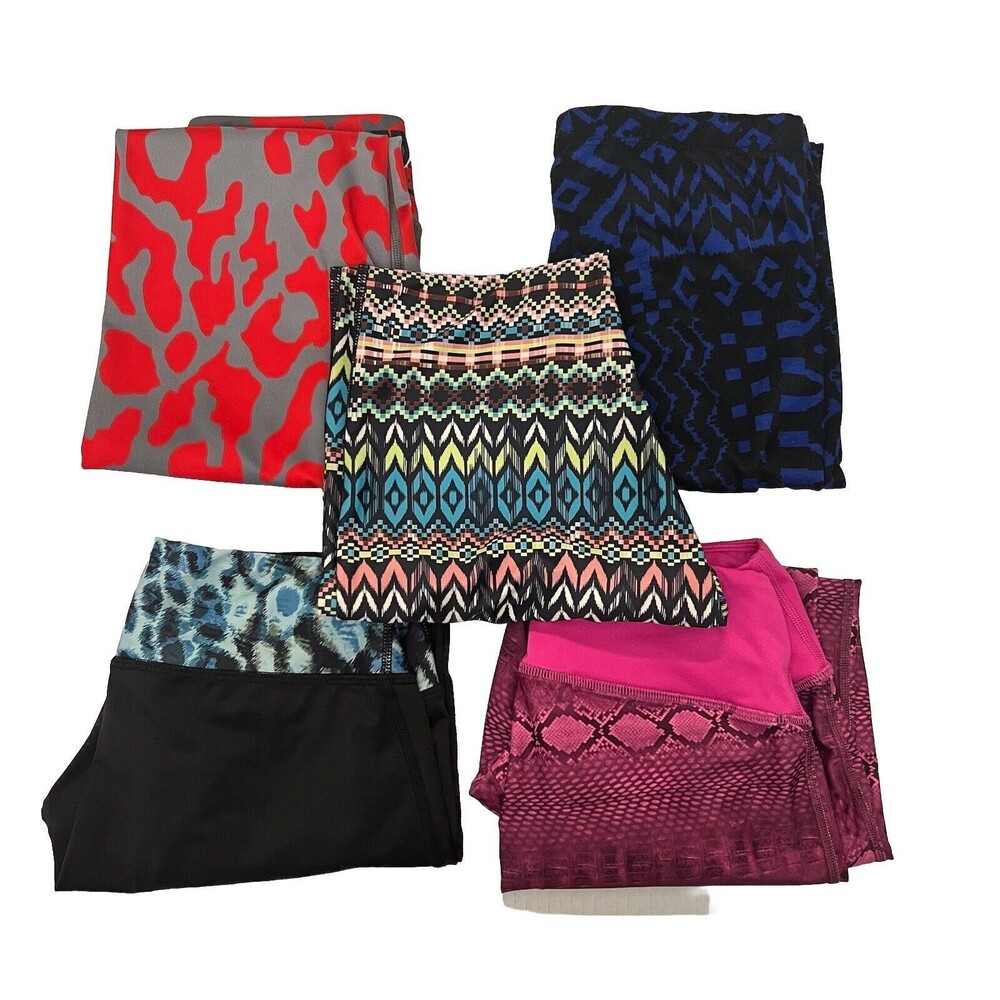 PrismSport Womens Leggings Stretchy Multi Color Size M&L Lot of 5